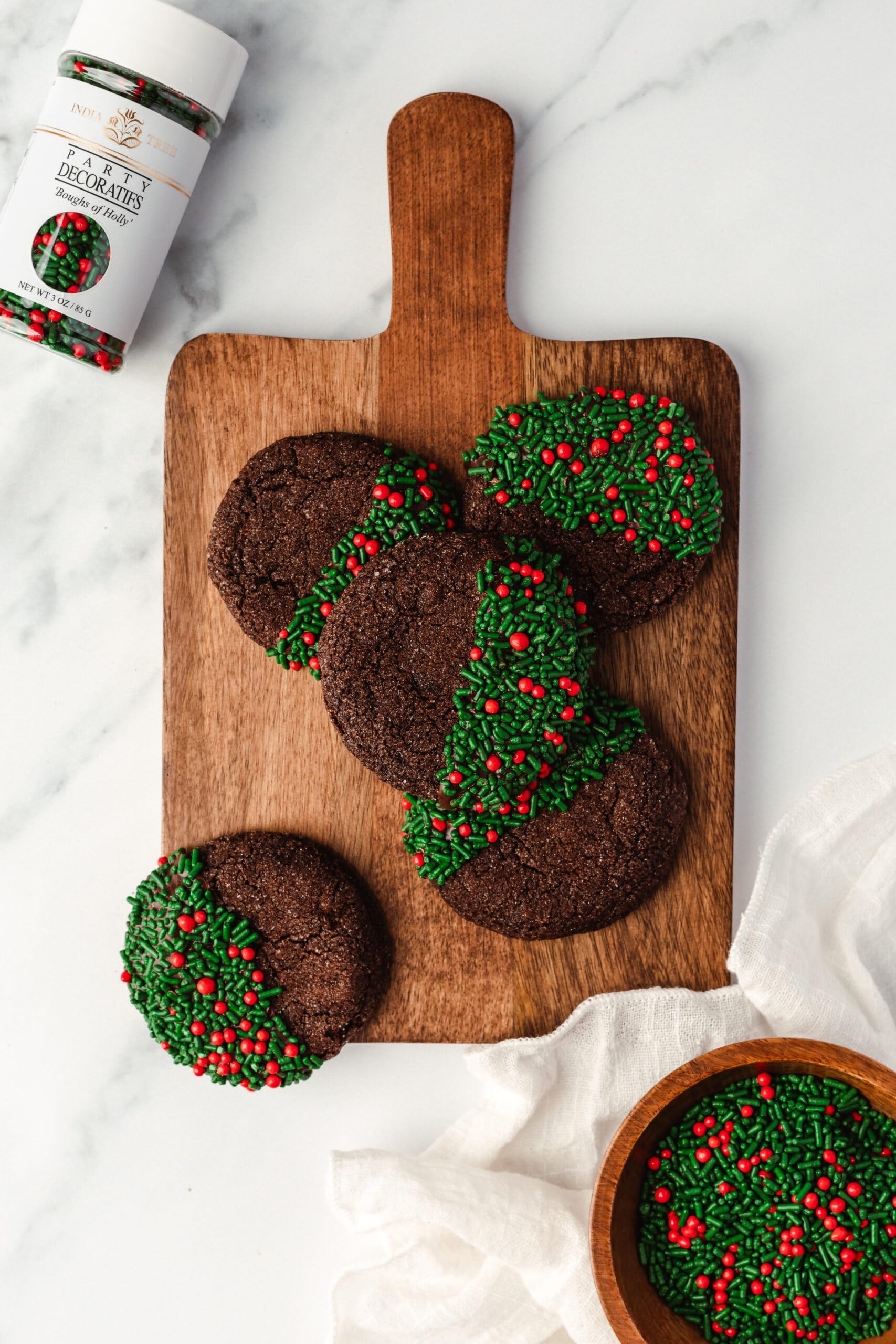 India Tree Boughs of Holly Christmas Sprinkles, 3 oz | Green Sprinkles & Red Nonpareils for Holiday Baking - Image 3